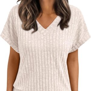 AUTOMET Womens Short Sleeve Sweaters 2026 V Neck Cute Summer Tops