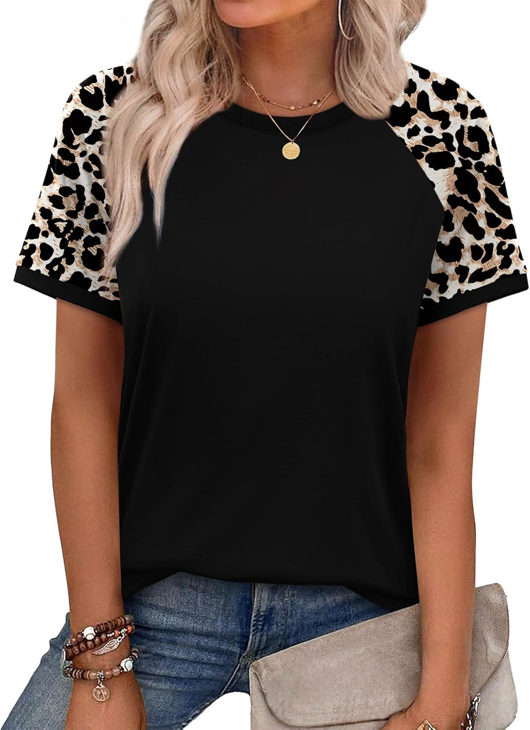 WIHOLL Womens Summer Tops Color Block Short Sleeve Raglan Shirts Spring Fashion Clothes Vacation Outfits - Image 2