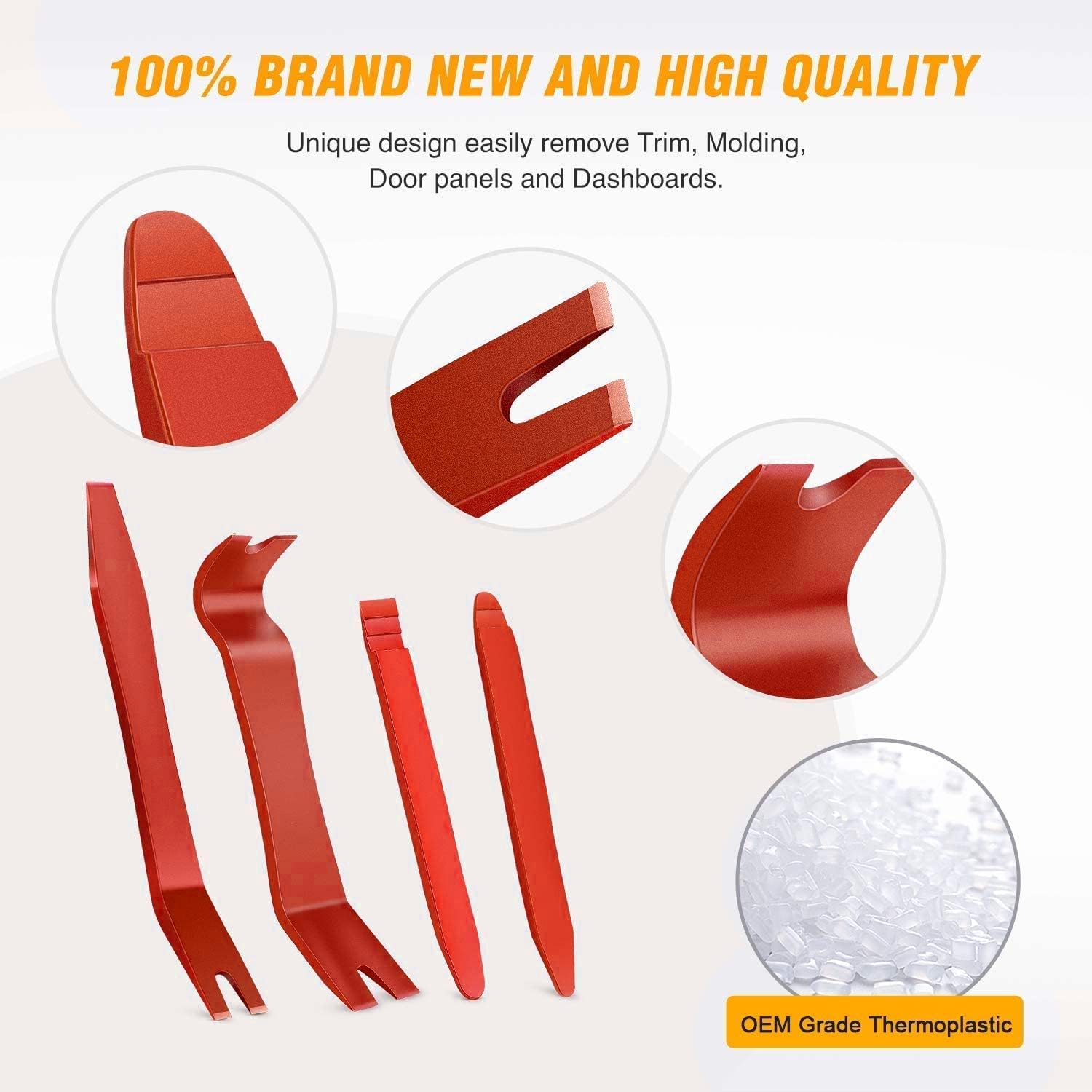 GOOACC 5 PCS Nylon Auto Trim Removal Tool Kit No-Scratch Removal Tool Kit for Car Panel & Audio Dashboard Dismantle Red - Image 3