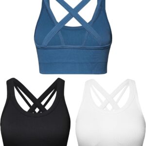 Sports Bras for Women HIigh Support, Criss-Cross Back Padded Strappy High Impact Sports Bras for Women Large Bust