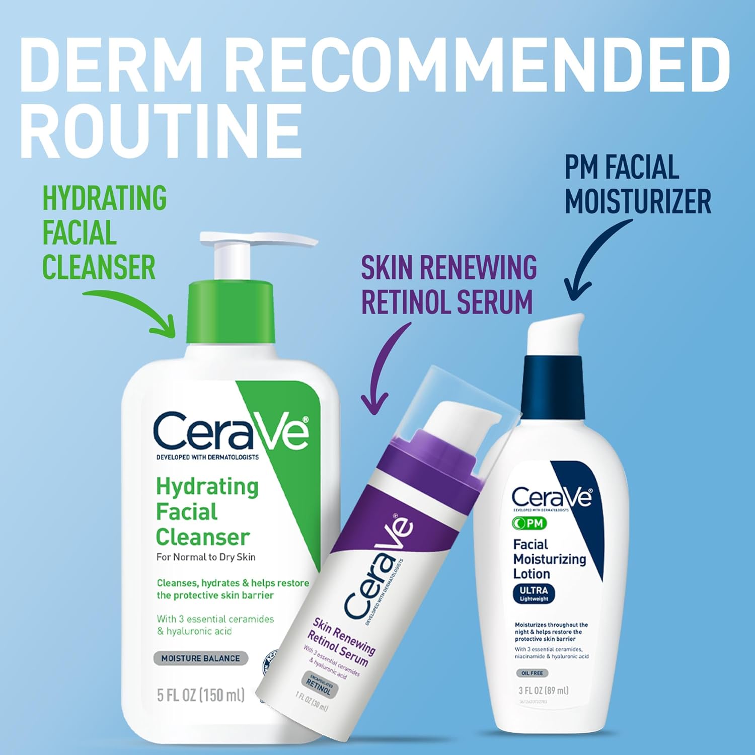 CeraVe PM Facial Moisturizing Lotion, Night Cream with Hyaluronic Acid and Niacinamide, Ultra-Lightweight, Oil-Free Moisturizer for Face, 3 Ounce - Image 6