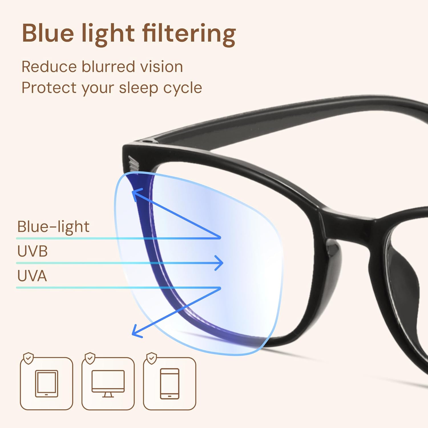 Gaoye Stylish Eyewear Frame Accessories - Blue Light Glasses for Woman - Computer Glasses for Blue Light Blocking - Image 3