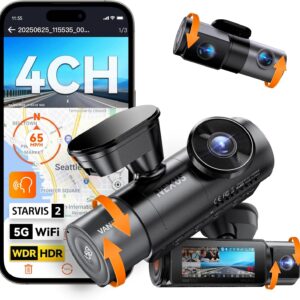 Vantrue N5S 4 Channel 360 Degree 2.7K Dash Cam, 4CH STARVIS 2 Night Vision, 2.7K+1080P*2+1440P Front Rear Inside Dashcam, 24/7 Buffered Parking Mode, WiFi, Voice Control, Dual GPS, Support 1TB Max