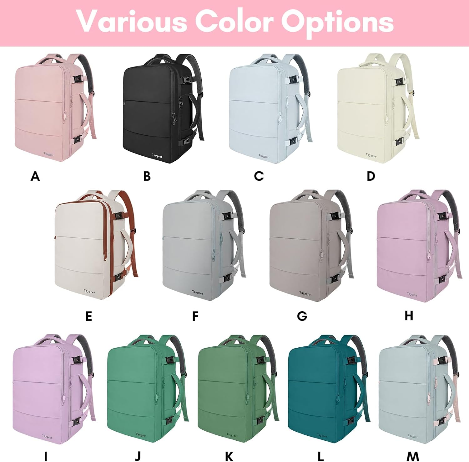 Taygeer Travel Backpack for Women, Carry On Backpack with Water Bottle Pocket & Shoe Pouch, TSA 15.6inch Laptop Mochila Flight Approved, Nurse Bag Casual Daypack for Weekender Business Hiking, Pink - Image 2