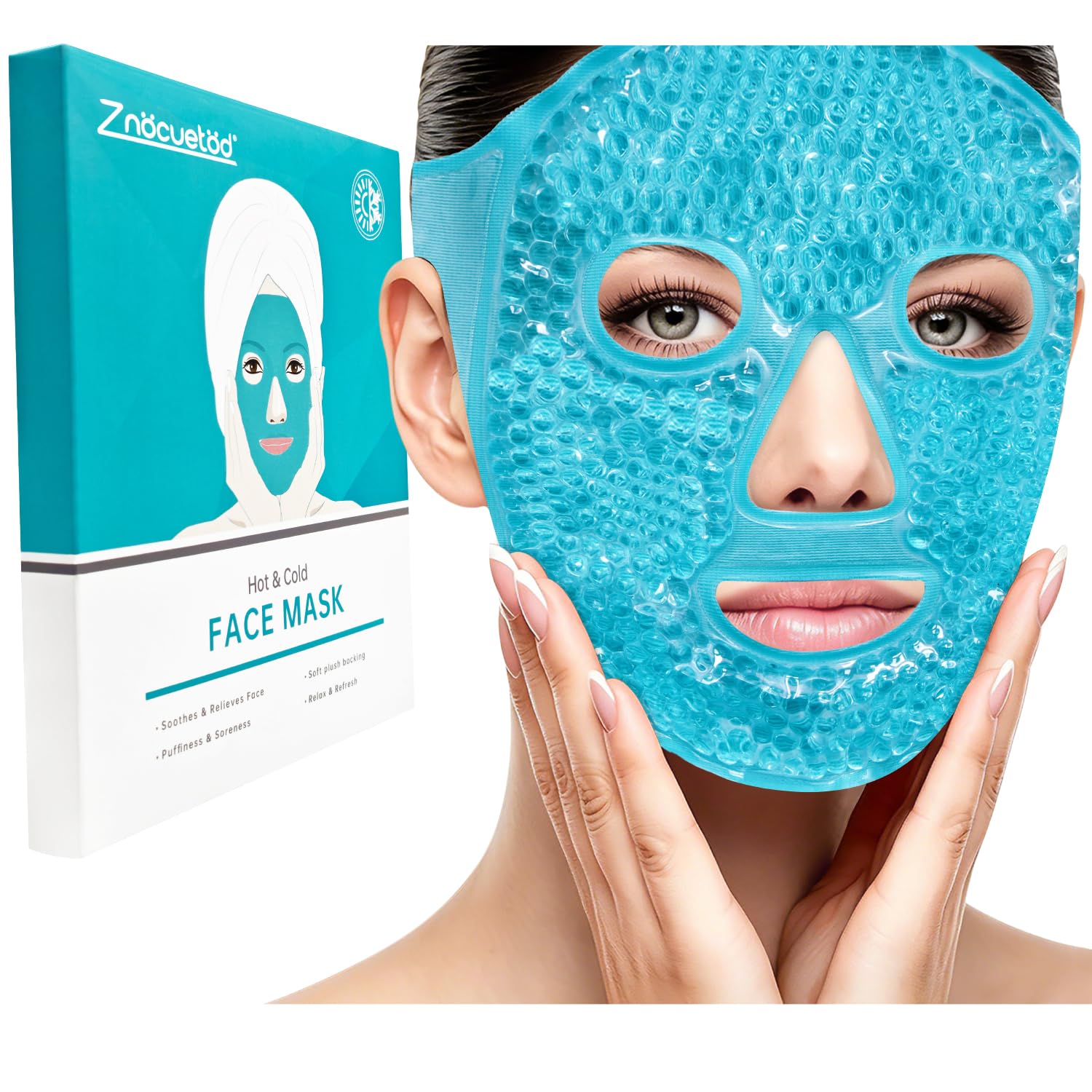 ZNÖCUETÖD Cold Face Eye Mask Ice Pack Reduce Facial Puff, Dark Circles, Gel Hot Heat Cold Compress Pack, Face SPA Gift for Woman Sleeping, Pressure, Headaches, Skin Care, Post Laser Cosmetic Care