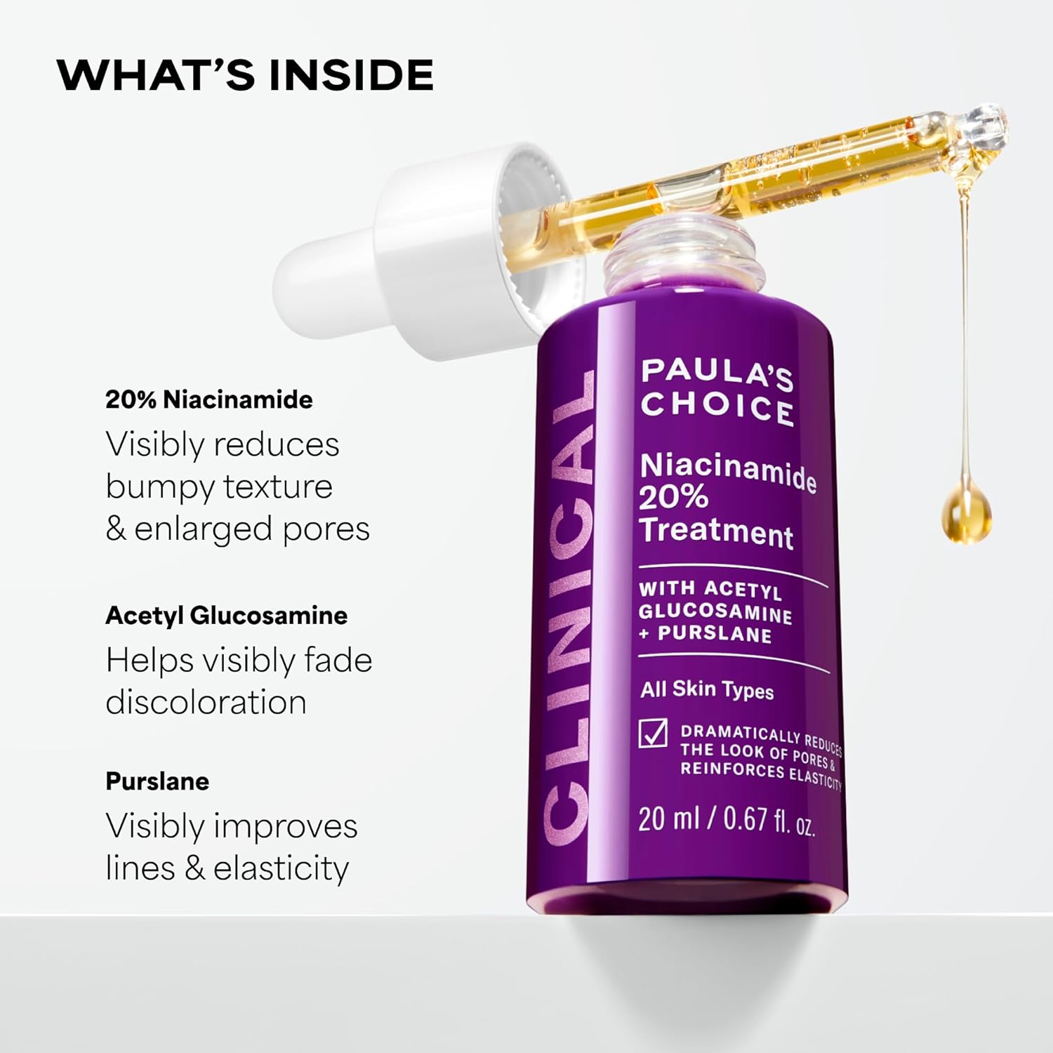 Paula's Choice CLINICAL 20% Niacinamide Vitamin B3 Concentrated Face Serum, Anti-Aging Serum for Face, Treatment for Discoloration & Minimizing Large Pores, Fragrance-Free, 0.67oz - Image 4