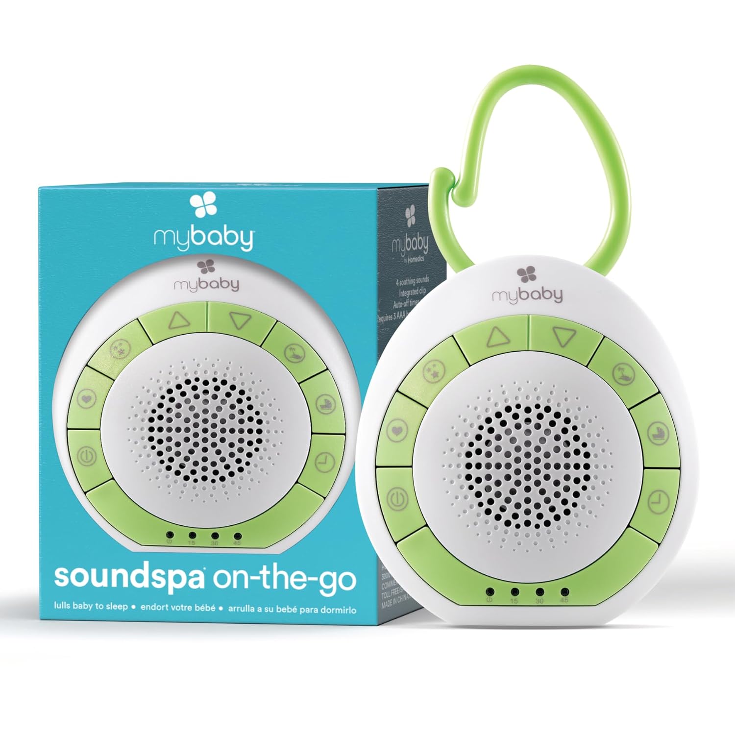 MyBaby Sound Machine, White Noise for Baby, Travel, Nursery and On The Go, 4 Soothing Sounds, Integrated Clip, Small and Lightweight, Great for Registry Gift MyBaby Sound Machine, White Noise for Baby, Travel, Nursery and On The Go, 4 Soothing Sounds, Integrated Clip, Small and Lightweight, Great for Registry Gift