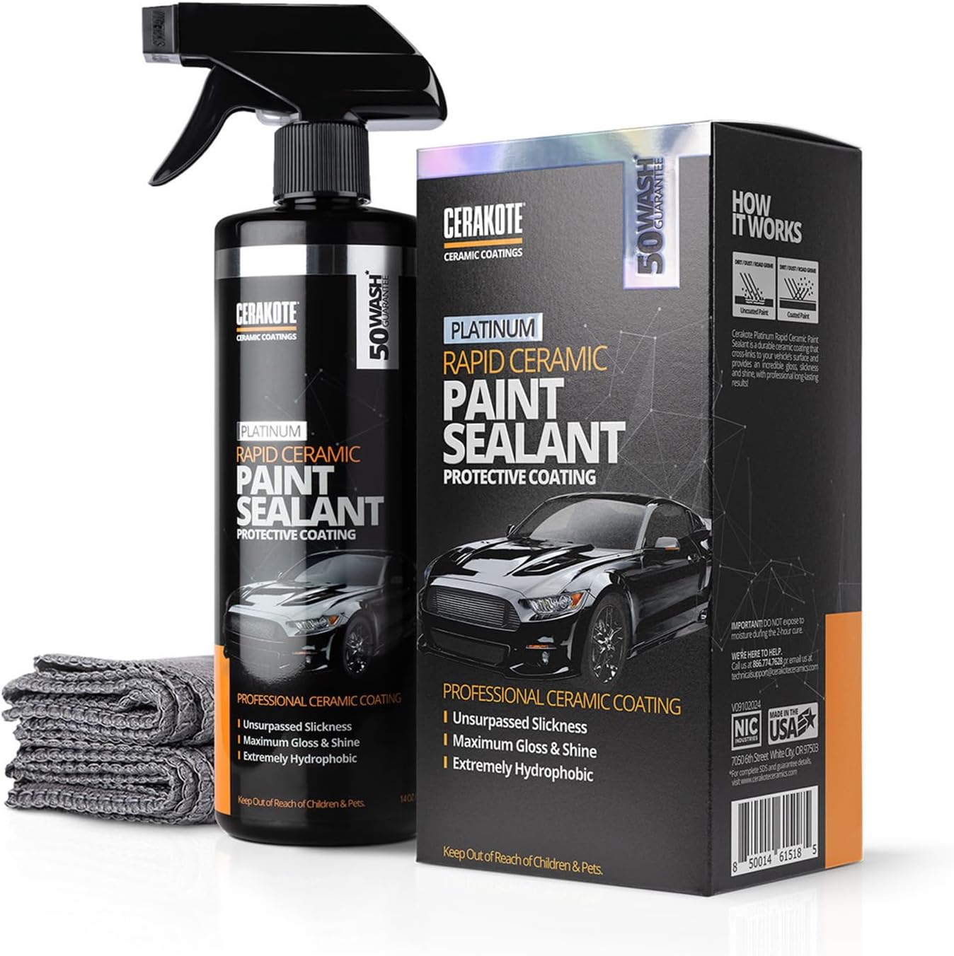 CERAKOTE® Platinum Rapid Ceramic Paint Sealant Spray – 14 oz. – 50 Wash Rating – Maximum Gloss & Shine – Extremely Hydrophobic – Unmatched Slickness – Ceramic Spray Coating CERAKOTE® Platinum Rapid Ceramic Paint Sealant Spray – 14 oz. – 50 Wash Rating – Maximum Gloss & Shine – Extremely Hydrophobic – Unmatched Slickness – Ceramic Spray Coating