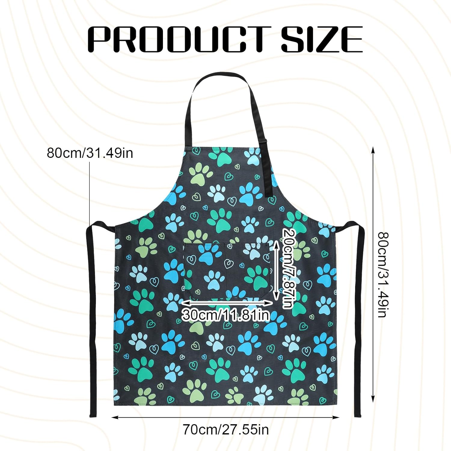 Dog Grooming Waterproof Apron with 2 Pockets, Cute Animals Puppy Dog Pets Apron - Image 2