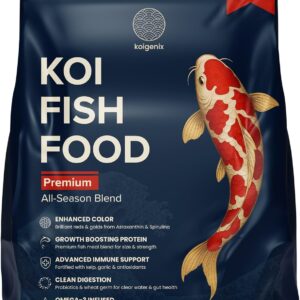 Koi Fish Food (5lb) – Growth & Color Formula, High Protein Floating Pellets with Spirulina, Krill & Probiotics, Easy to Digest, Cleaner Water, All Season – for Koi, Goldfish & Pond Fish