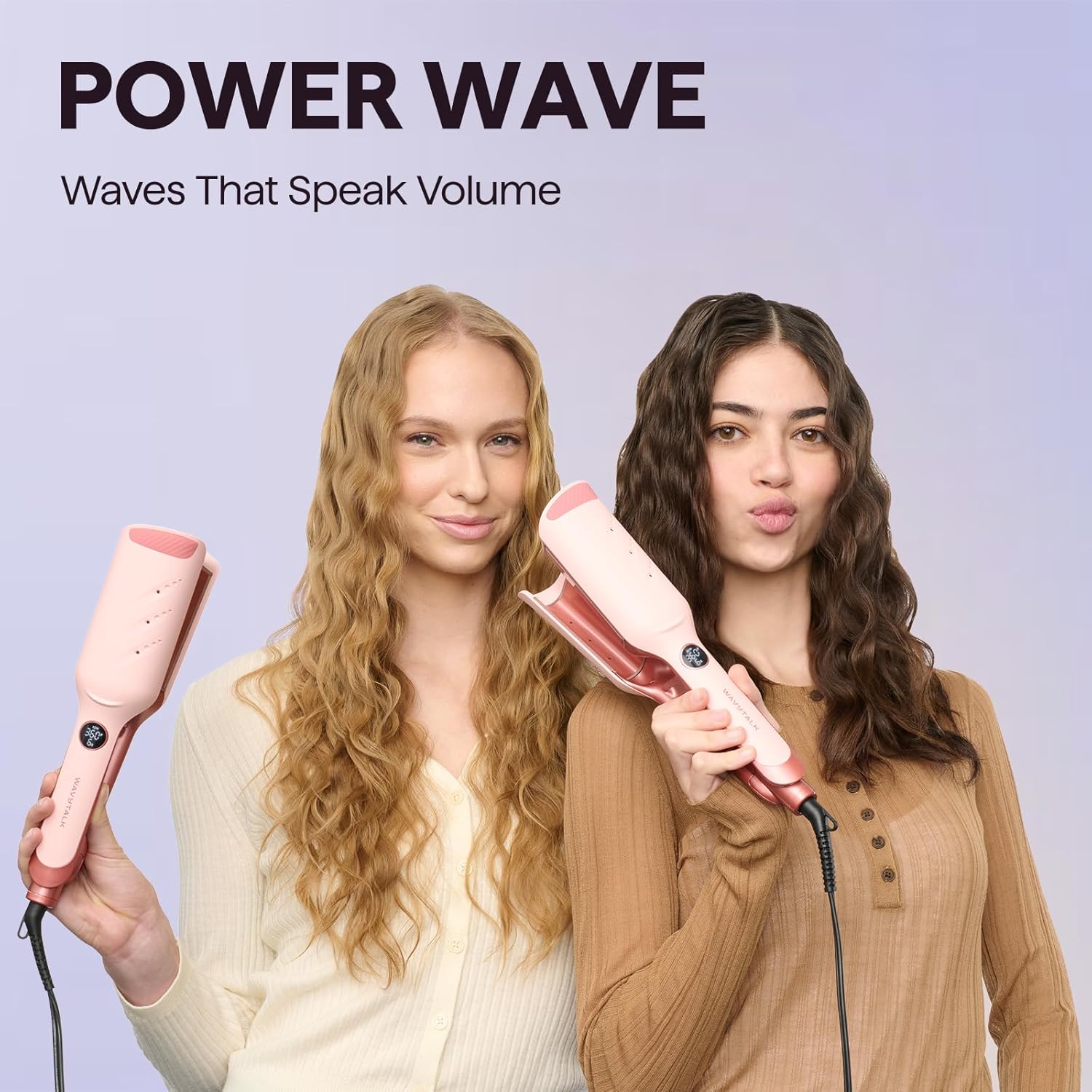 Wavytalk Power Wave Hair Crimper, Curling Iron Hair Crimper Waver, Ventilation Design for Less Damage, Ionic Reduces Frizz, Effortless-Waver, Dual Voltage Crimping Iron, Pink - Image 2