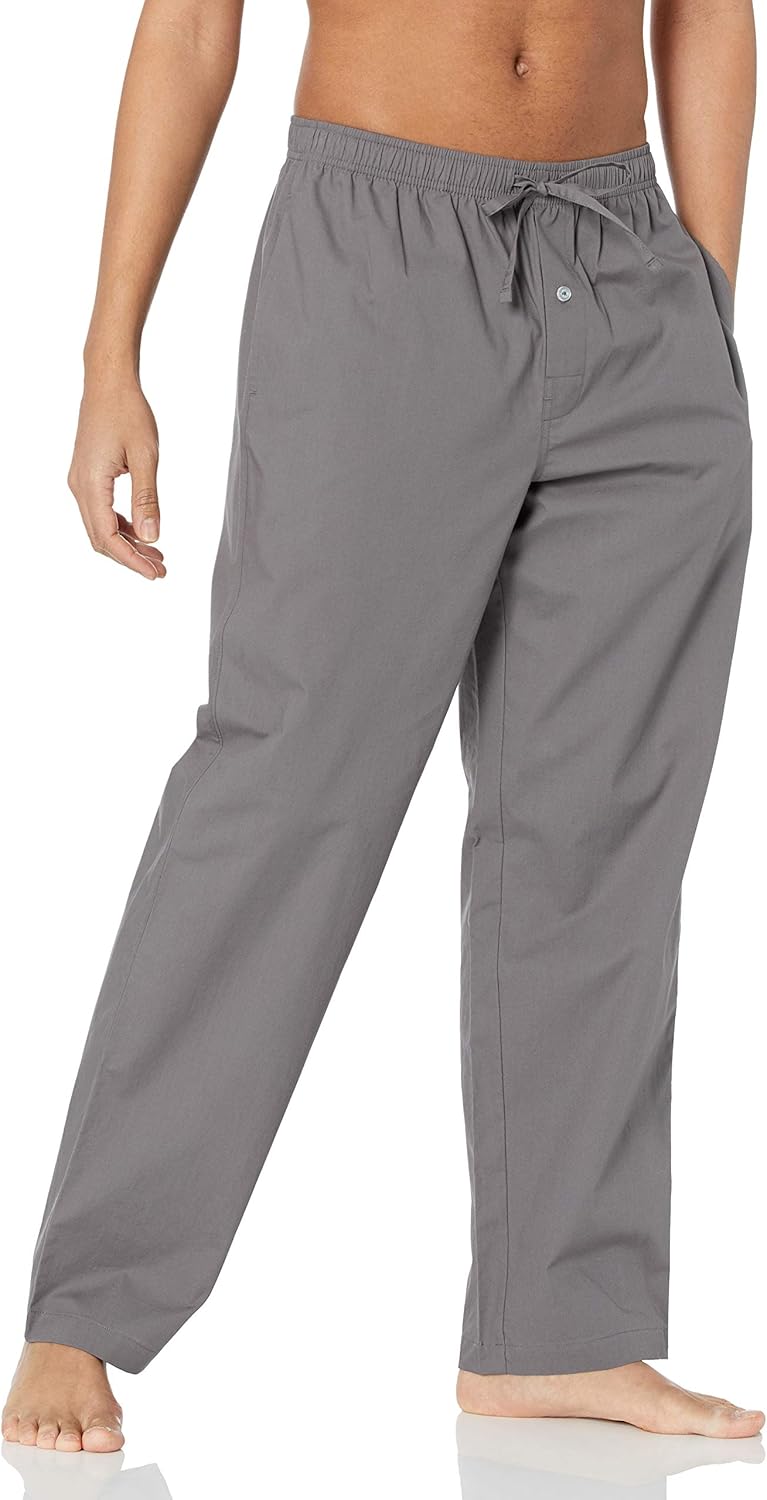 Amazon Essentials Men’s Cotton Poplin Straight-Fit Pajama Pants with Drawstring Elastic Waist Amazon Essentials Men’s Cotton Poplin Straight-Fit Pajama Pants with Drawstring Elastic Waist