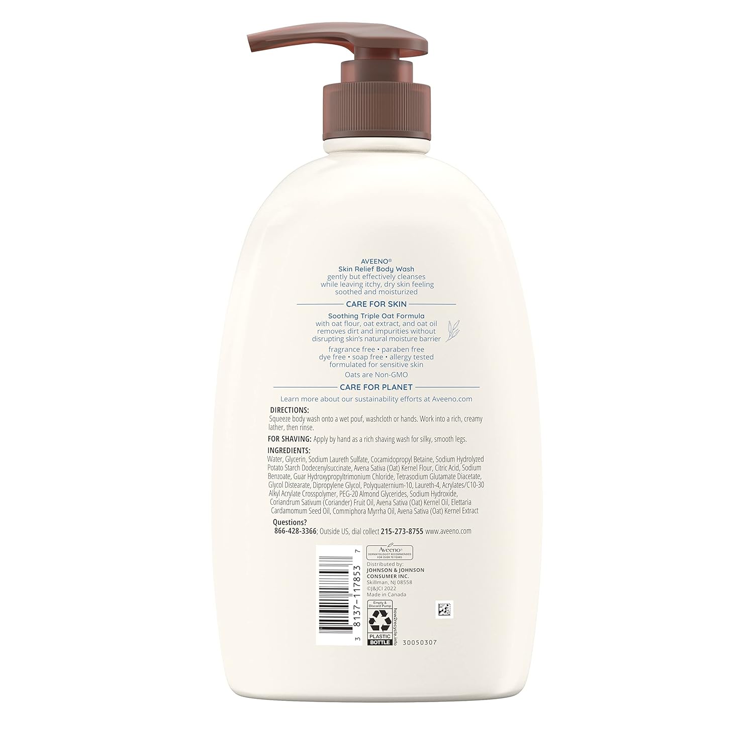 Aveeno Skin Relief Fragrance-Free Body Wash with Triple Oat® Complex, Gentle Daily Cleanser for Sensitive Skin Leaves Itchy, Dry Skin Feeling Soothed & Moisturized, 33 fl. oz - Image 9