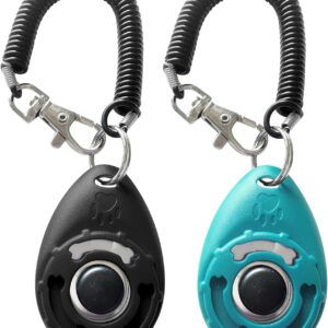 Dog Training Clicker with Sring Wrist and Keyring – Pet Dog Training Clickers for Puppy, Cat, Potty, Bird, Horse, Pet, Trainer Training Tools, Behavior Aids