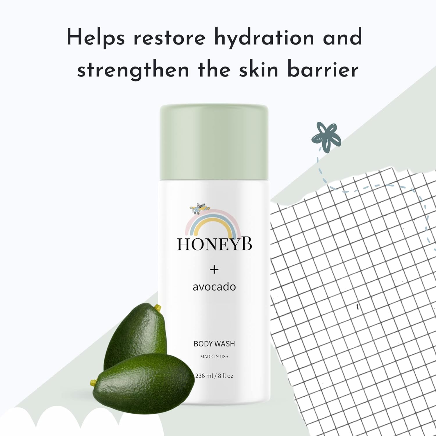 HONEYB Baby Body Wash and Shampoo with Avocado Oil Formulated with Gentle, Baby Skincare Products | All-Natural Ingredients to Deeply Moisturize Skin 8 FL 0z - Image 3