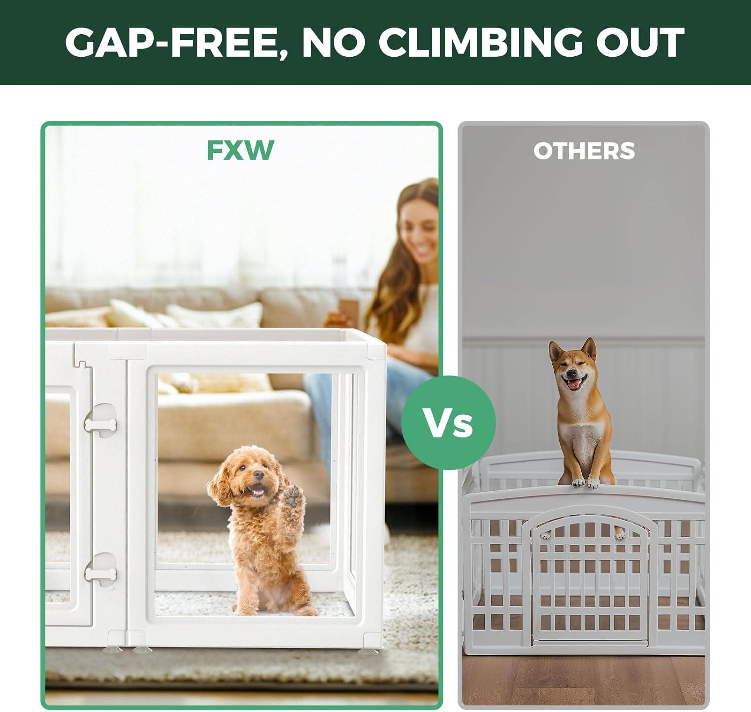 FXW AuraSpace Acrylic Indoor Dog Playpen for Puppies and Small Dogs, 24 Inch, 8 Panels, White - Image 2