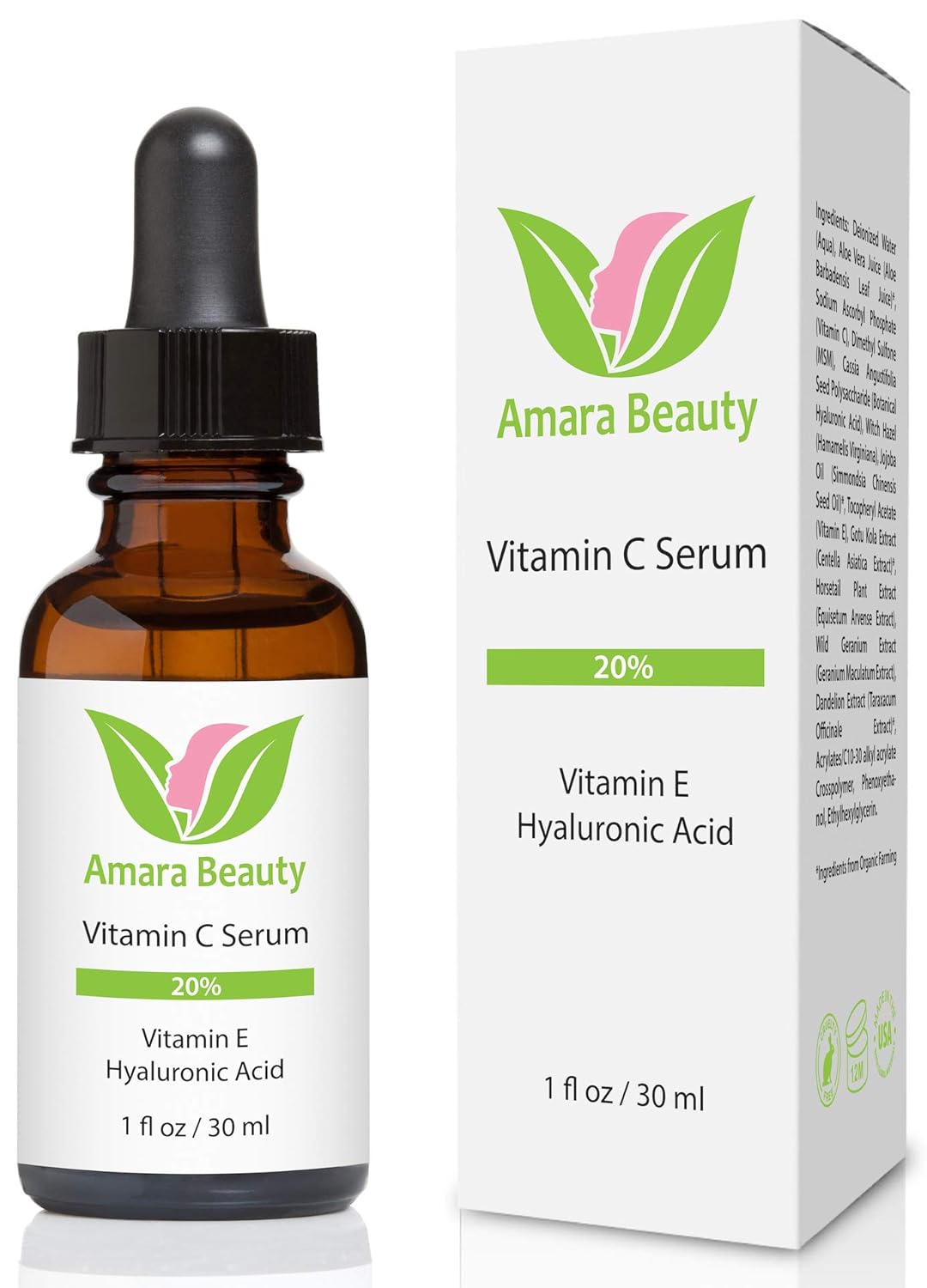 Vitamin C Serum for Face 20% with Hyaluronic Acid & Vitamin E, 1 fl. oz. - Image 2