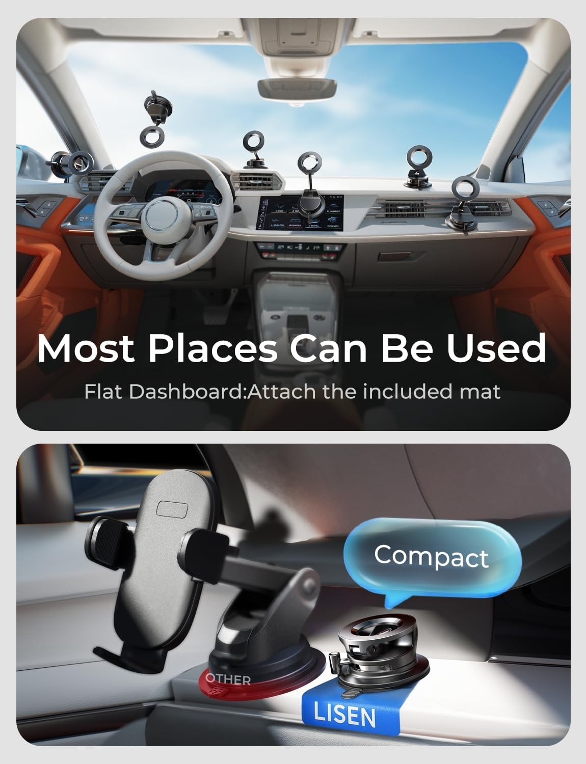 LISEN for Magsafe Car Mount, Magnetic Phone Holders for Your Car Vacuum, Phone Mount for Car Accessories for Women Men Jeep BMW, Suction Phone Holder Gifts Kits, for iPhone 17 Pro Max 16 15 14 13 12 - Image 3