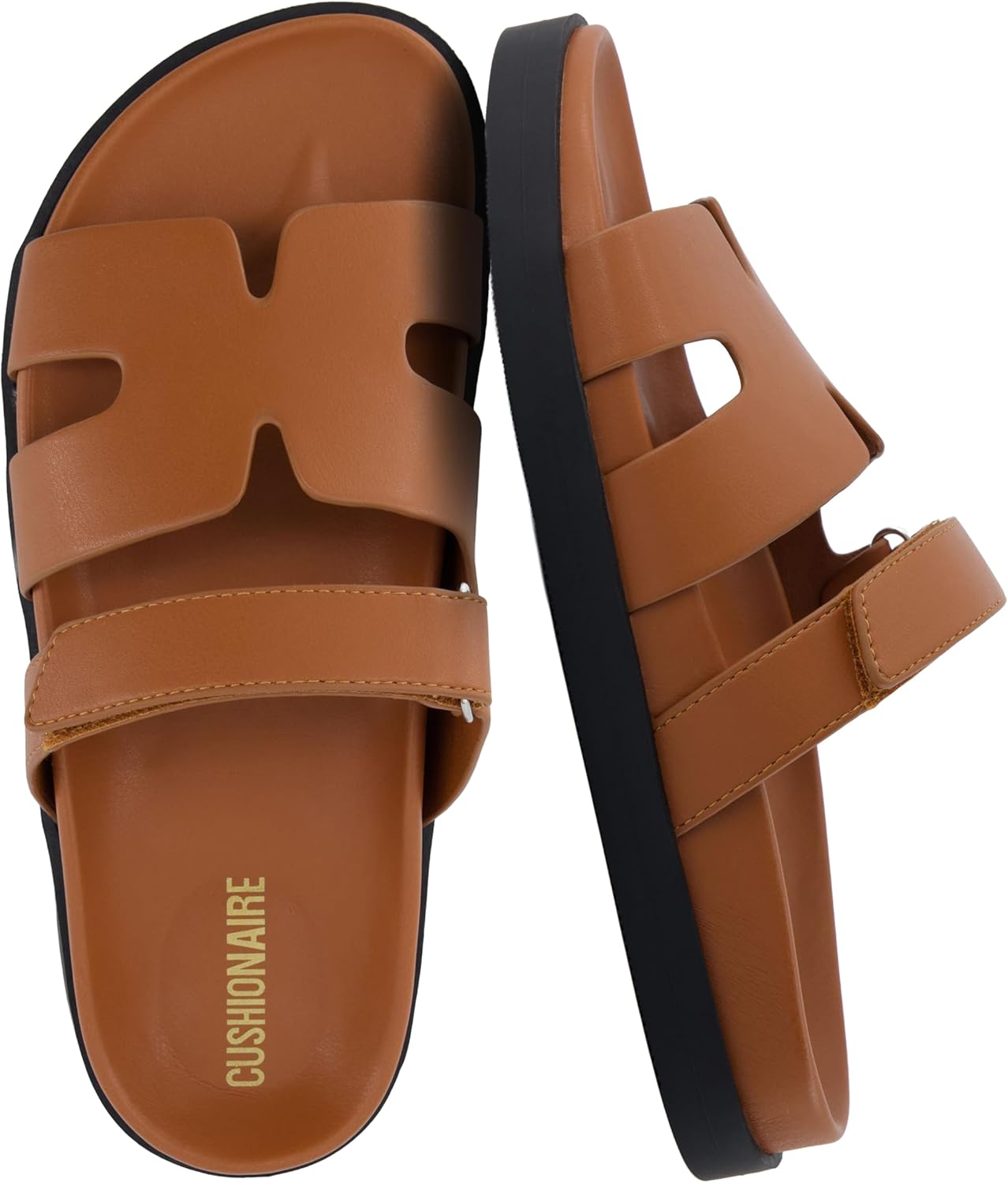 CUSHIONAIRE Estate Womens Sandals with Cut-Out Band & Adjustable Strap with Memory Foam, Summer Sandals for Women