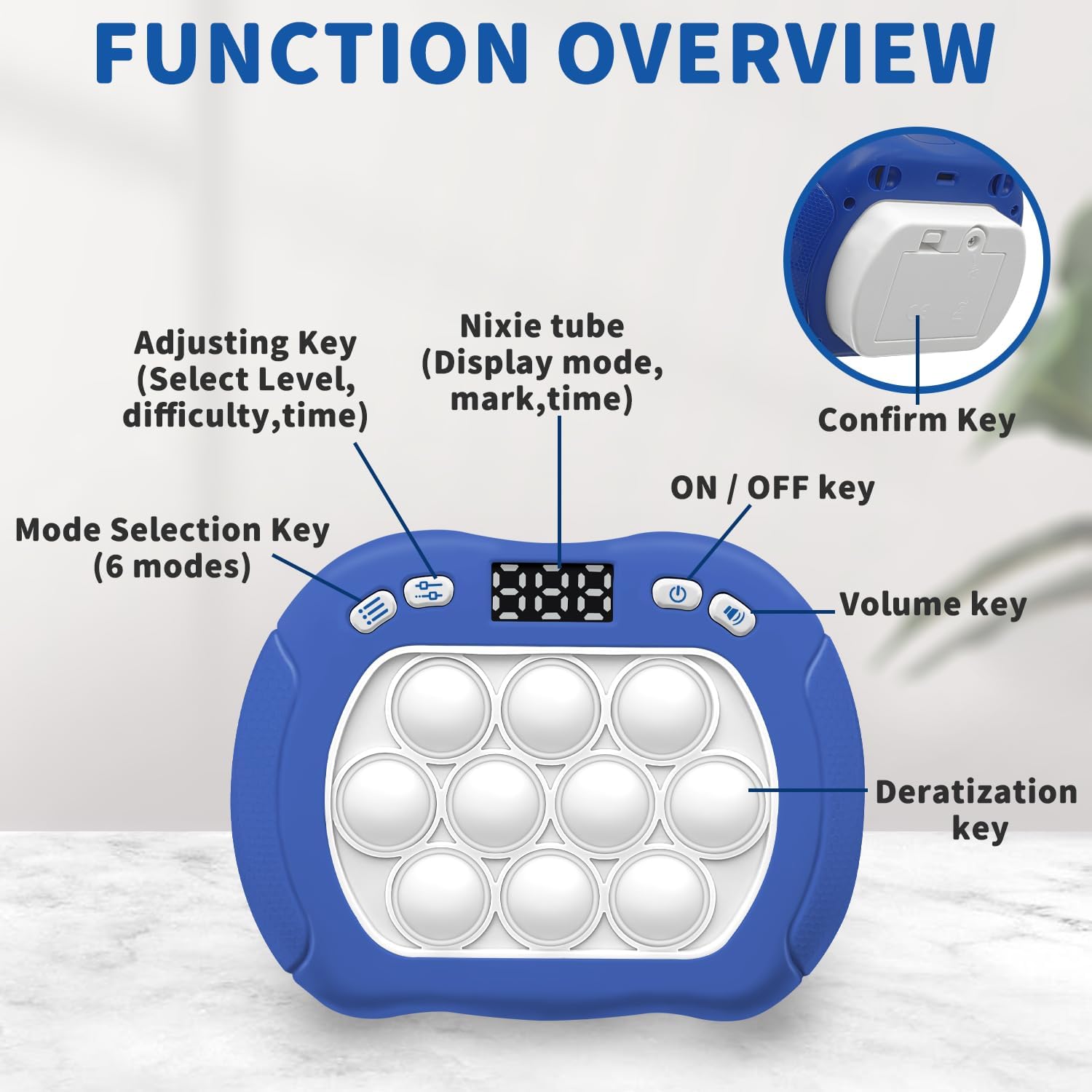 Intoypad Pop Game Light Up Fidget Toy for Kids, 6 Modes LED Screen Quick Push Games Controller Electric Fidget Popper Game Bubble Road Trip Activities Car Games Birthday Gifts Toys for Kids Boys Blue - Image 6