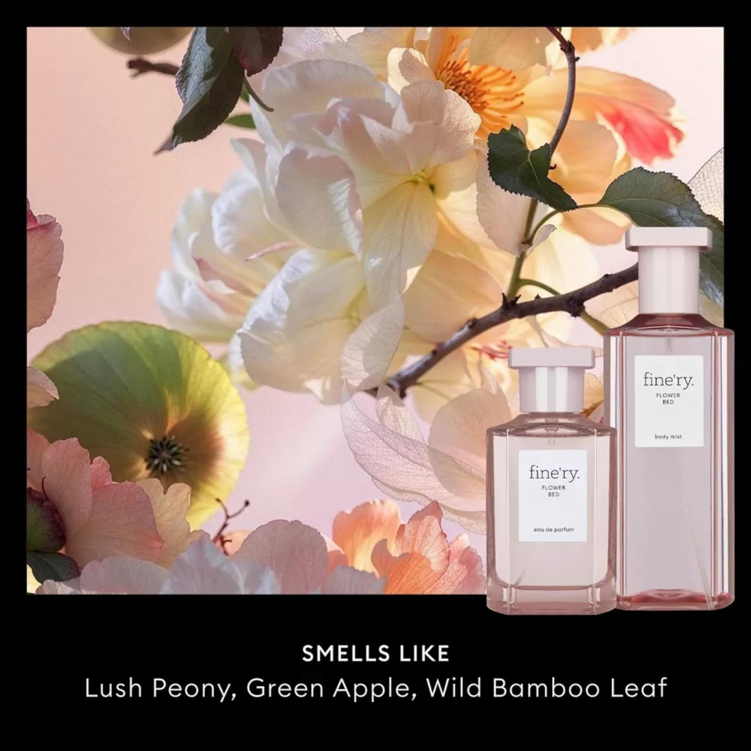 Fine'ry Flower Bed Peony Apple Eau de Parfum - Long-Lasting Perfume for Women - Lush Peony, Green Apple & Blooming Jasmine - Floral, Fresh, Full Size Hair & Body Fragrance, Gift for Her (60mL) - Image 2