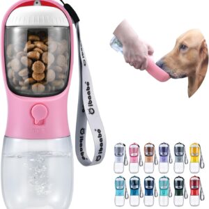 Cibaabo Dog Water Bottle with Food Container, Travel Puppy Water Bowl, Portable Pet Dispenser, Girl Dog Mom Gifts Accessories Stuff Essentials Necessities for Yorkie Chihuahua Cat Walking and Hiking