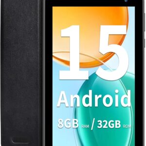 VASOUN Android 15 Tablet 7 inch 2025, 8GB（3GB+5GB Expand） RAM 32GB ROM, 5-Core Processor, Ultra-Portable, 5G WiFi 6, 3500mAh Battery, Kids & Travel Tablet with Case