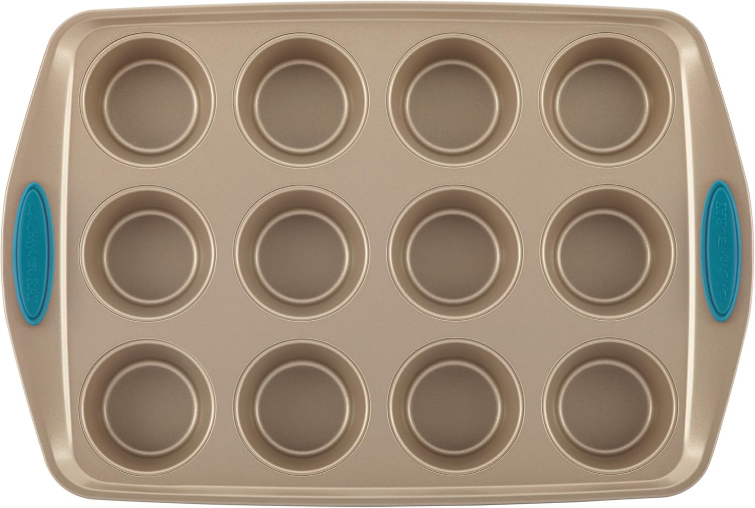 Rachael Ray 47578 Cucina Nonstick Bakeware Set with Grips Includes Nonstick Bread Pan, Baking Sheet, Cookie Sheet, Baking Pans, Cake Pan and Muffin Pan - 10 Piece, Latte Brown with Agave Blue Grips - Image 12