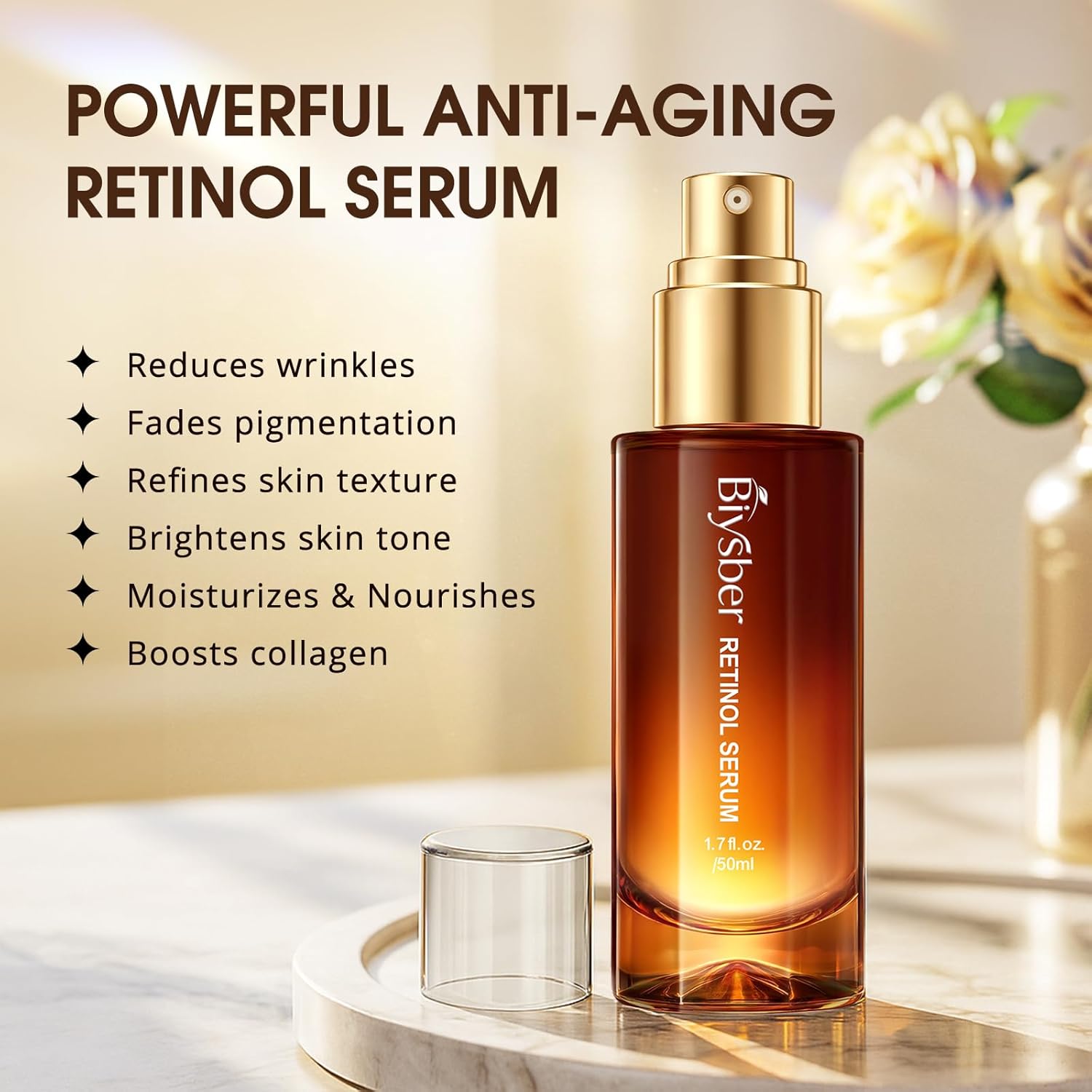 Retinol Collagen Serum for Face: Anti Aging &Anti Wrinkle Repair Peptide Serum with Hyaluronic Acid Boost Hydration-Day/Night Facial Firming Lifting Neck Plump Skin Care for Women/Men(1.70 Fl Oz) - Image 6
