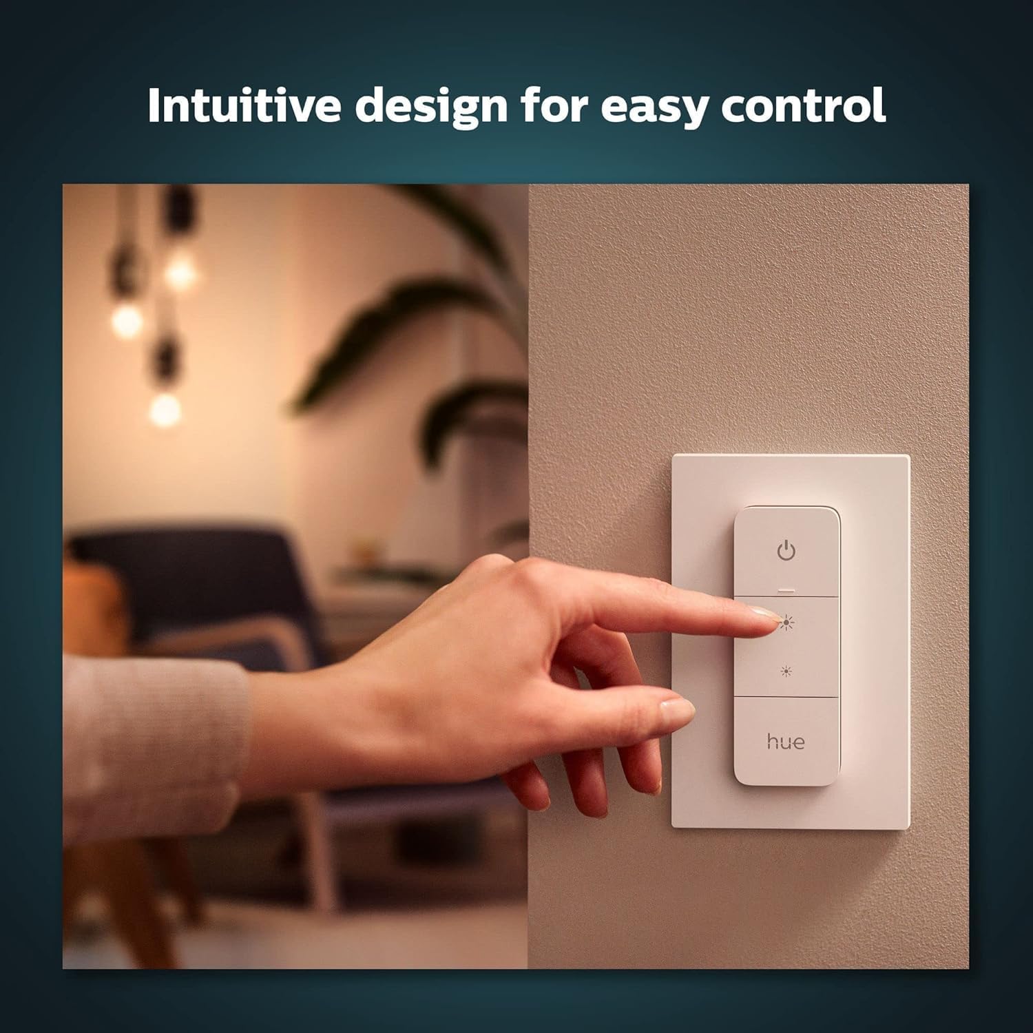 PHILIPS Hue Smart Dimmer Switch Remote, White, 1 Pack, Turns Hue Lights On, Off, Dims or Brightens, Smart Home Control, Requires Bridge, Easy, No-Wire Installation - Image 4