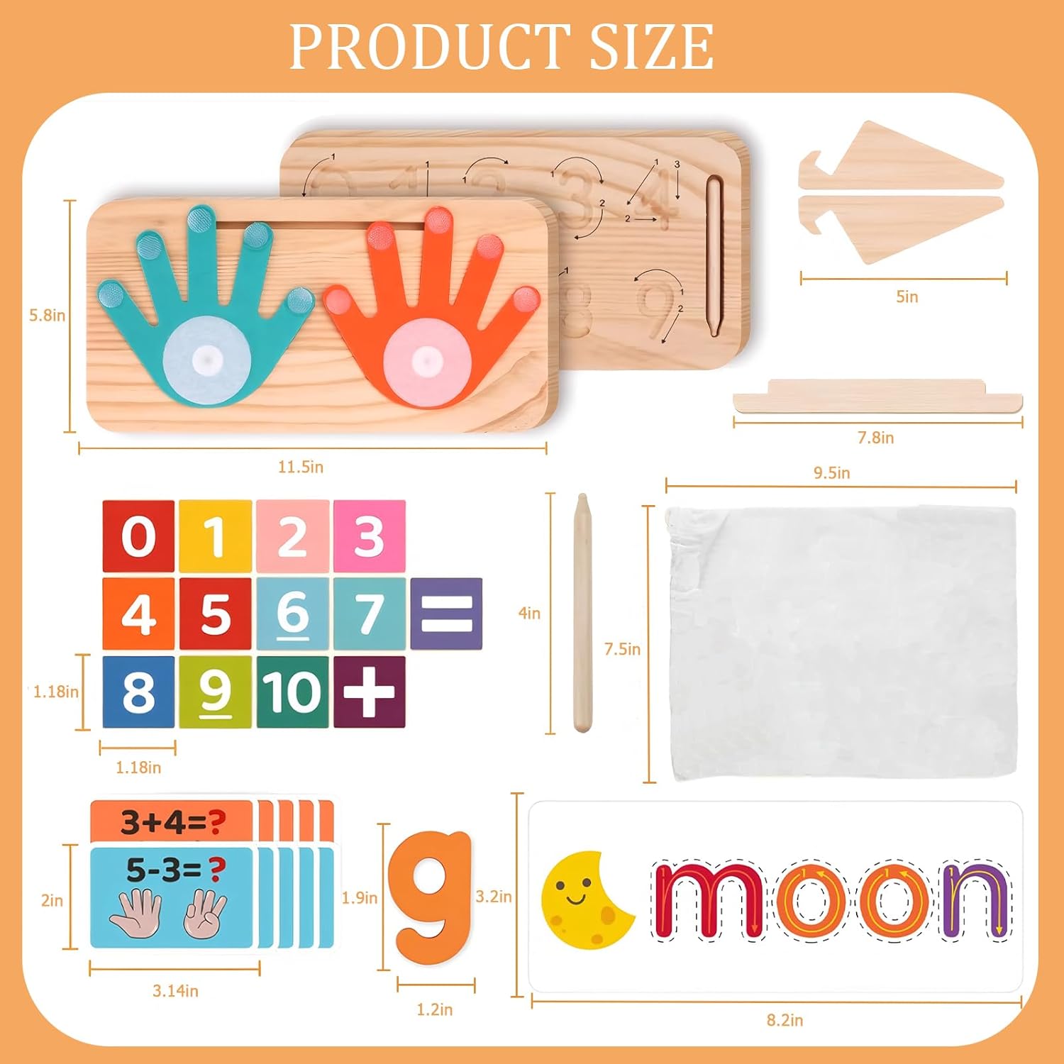 Montessori Math & Spelling Learning Toys for Kids 3+ Years -Wooden Number Counting Blocks, ABC Letter Matching Game, Math Manipulatives, Preschool Educational Toys, Homeschool Supplies, Gift for Kids - Image 8