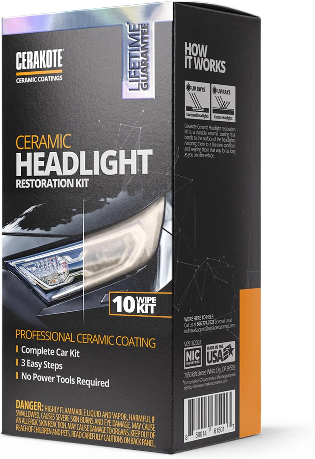 CERAKOTE® Ceramic Headlight Restoration Kit – Guaranteed To Last As Long As You Own Your Vehicle – Brings Headlights Back to Like New Condition – No Power Tools Required – 10 Wipe Kit CERAKOTE® Ceramic Headlight Restoration Kit – Guaranteed To Last As Long As You Own Your Vehicle – Brings Headlights Back to Like New Condition – No Power Tools Required – 10 Wipe Kit