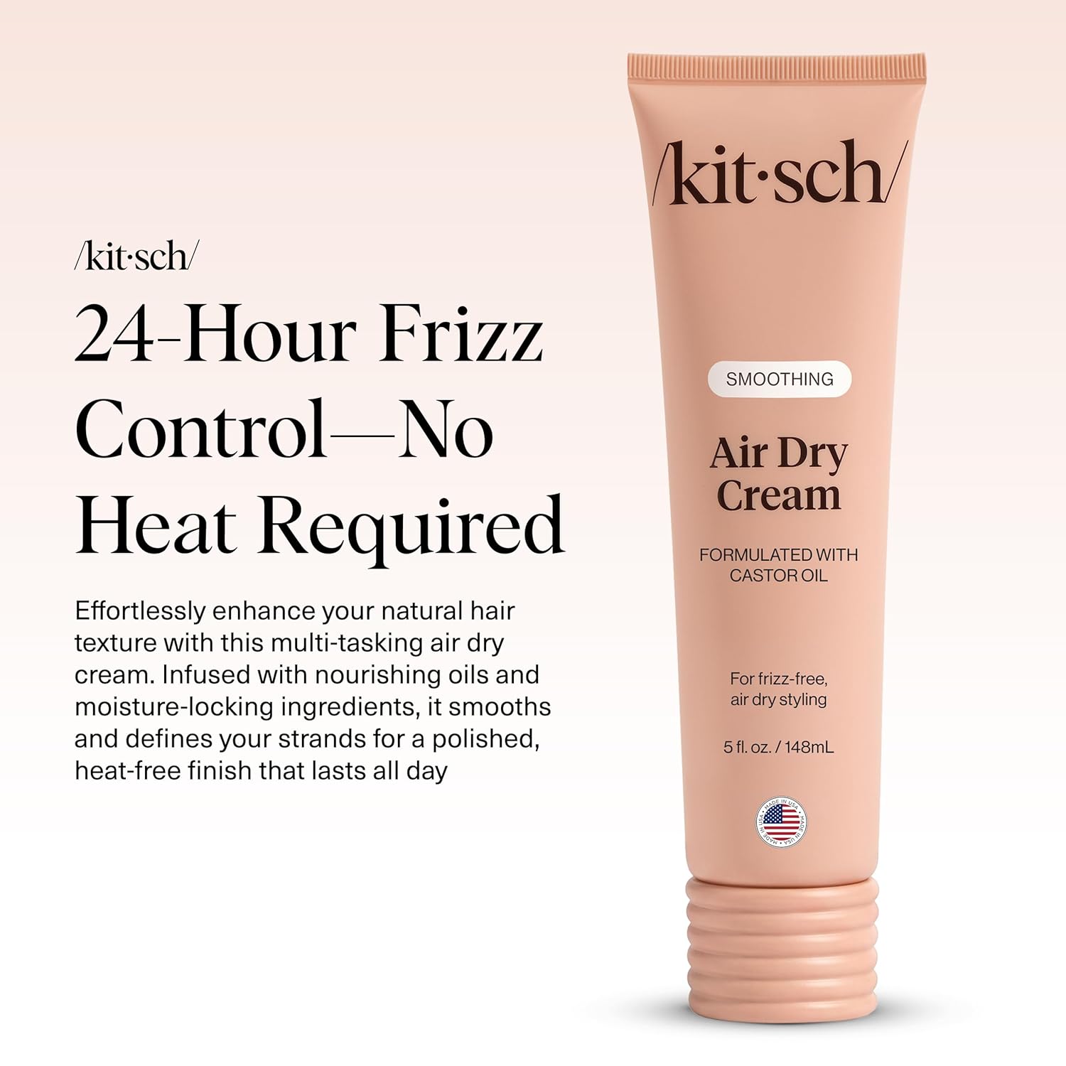 Kitsch Smoothing Air Dry Cream for Hair – Frizz Control Hair Care Product with Castor Oil & Coconut Oil – Weightless Styling Cream - Enhances Natural Texture Appearance | Ideal Gifts for Women – 5 oz - Image 2