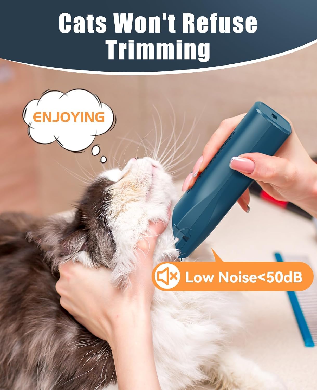 oneisall Pet Clipper for Cat Matted Hair, Pet Shaver for Cats Quiet Pet Clippers Waterproof Cordless Cat Clippers for Matted Long Hair with Storage Bag (Green) - Image 4