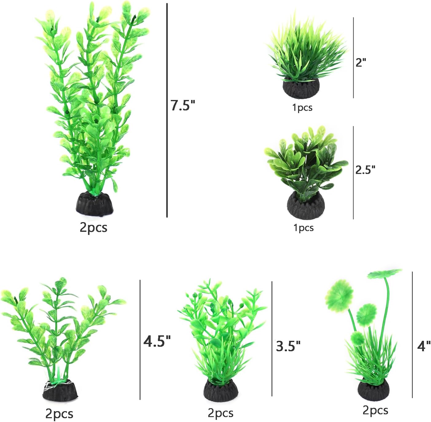 AQUANEAT Artificial Fish Tank Plants, Plastic Aquarium Decorations, Green Accessories, 10pcs - Image 2