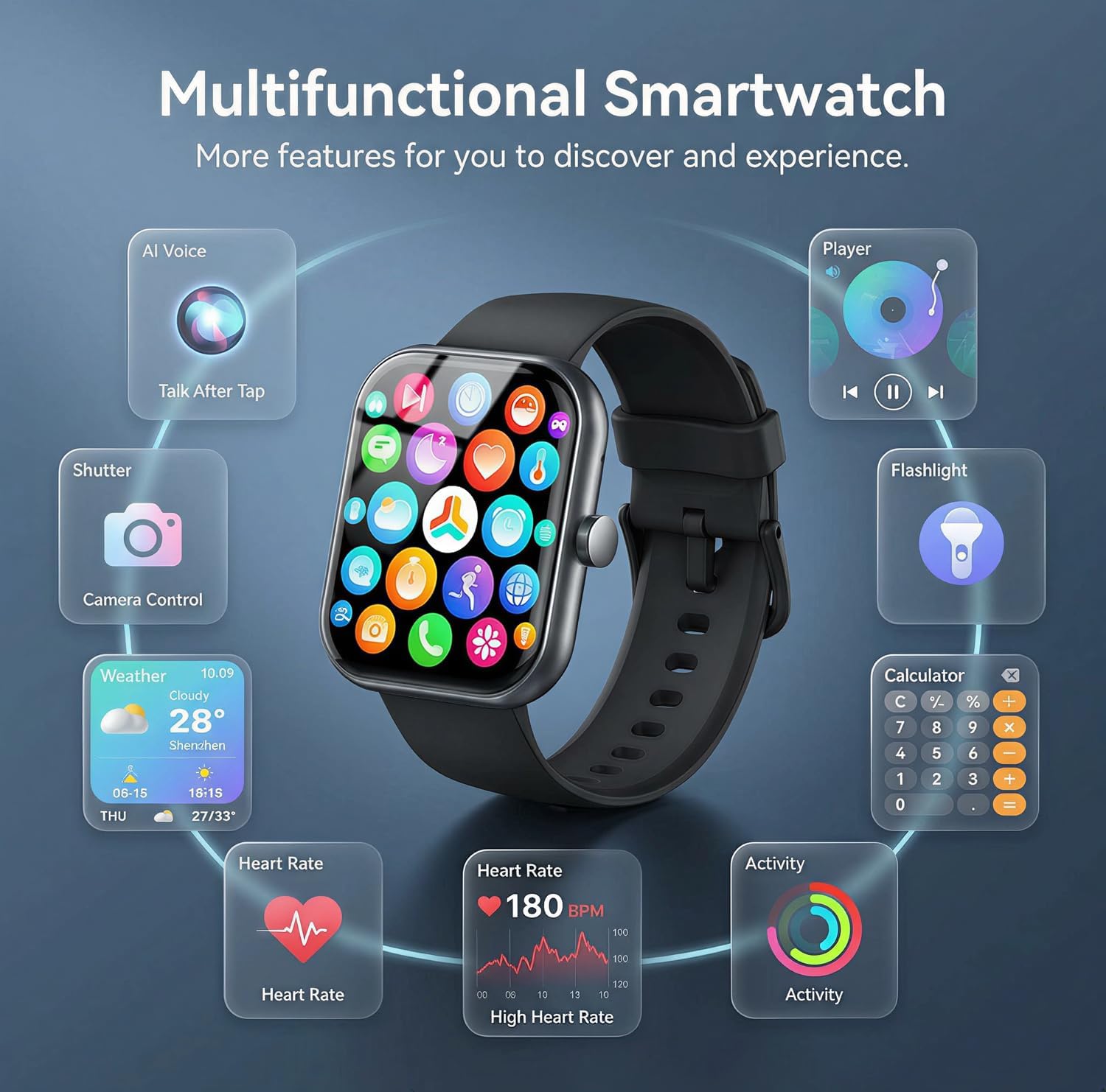 Smart Watch for Men Women (Answer/Make Call), 1.83" HD Touchscreen Fitness Tracker, 110+ Sport Modes, Fitness Watch with Heart Rate/Sleep Monitor/Step, IP68 Waterproof Smartwatch for iPhone Android - Image 6