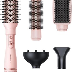 Blow Dryer Brush Set, Wavytalk Air Sculpt 5-in-1 Hot Air Brush Set, Multi Hair Styler for Salon Blowouts, Smooth Curls, Volumizing and Straightening, Sleek and Less Frizz, Pink
