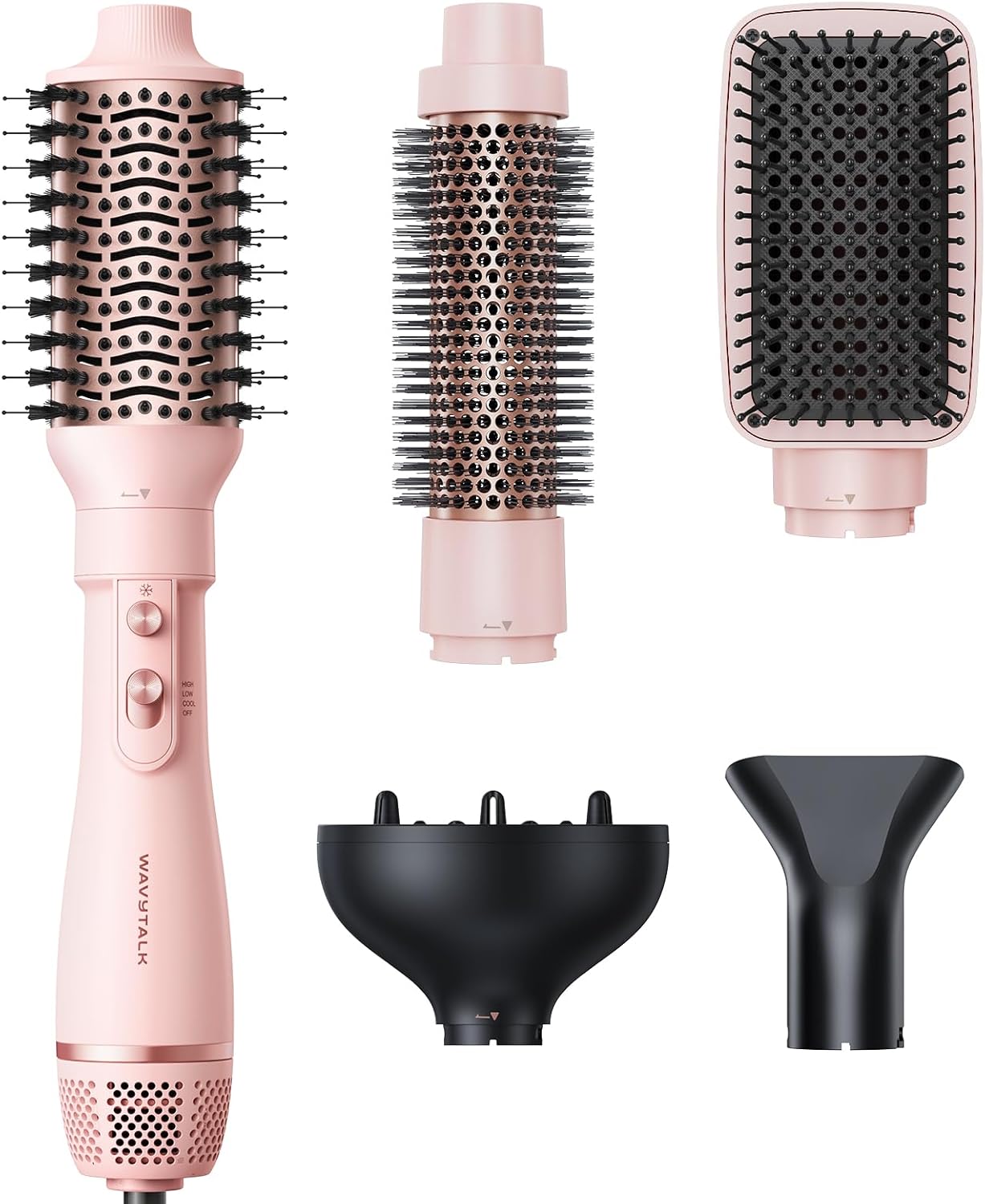 Blow Dryer Brush Set, Wavytalk Air Sculpt 5-in-1 Hot Air Brush Set, Multi Hair Styler for Salon Blowouts, Smooth Curls, Volumizing and Straightening, Sleek and Less Frizz, Pink Blow Dryer Brush Set, Wavytalk Air Sculpt 5-in-1 Hot Air Brush Set, Multi Hair Styler for Salon Blowouts, Smooth Curls, Volumizing and Straightening, Sleek and Less Frizz, Pink