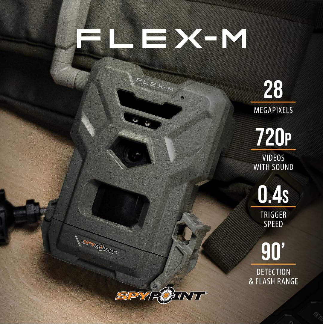 SPYPOINT Flex-M Solar Bundle - Cellular Trail Camera with Solar Panel, Best in Hunting Accessories, No WiFi Needed, GPS, Night Vision, Motion Activated, Dual-Sim LTE, IP65 Water-Resistant Game Camera - Image 4