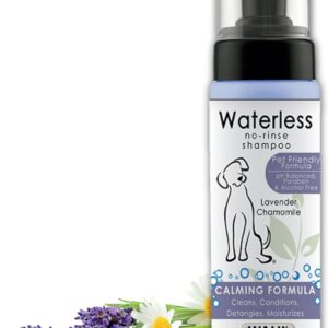 Wahl USA Pet Friendly Waterless No Rinse Shampoo for Animals – Lavender & Chamomile Scented – Cleaning, Conditioning, Detangling, & Moisturizing Shampoo for Dogs – 7.1 Oz – Model 820014A