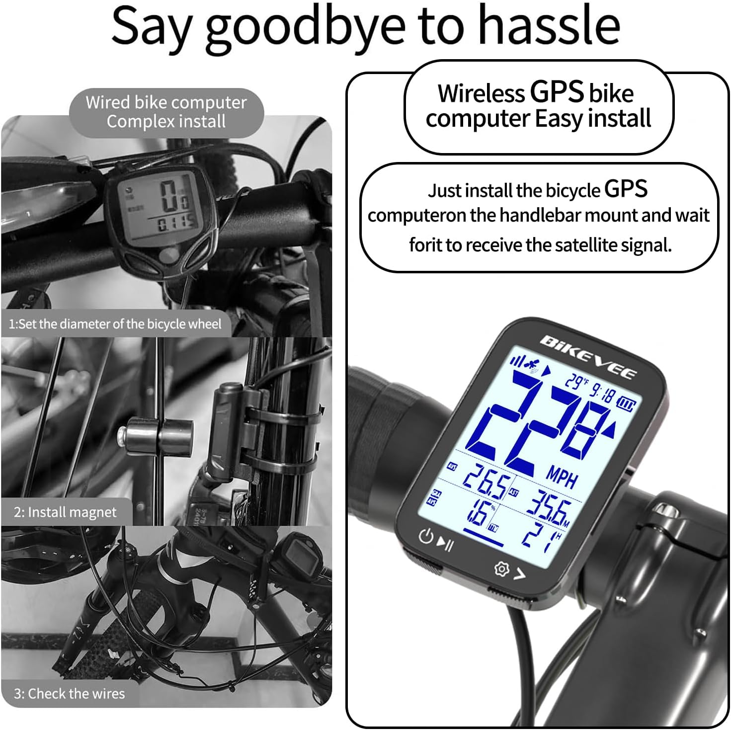 GPS Bike Computer Wireless Cycling Computer with Auto Backlight, Bicycle Speedometer Odometer, Waterproof GPS Speed Tracker for Road Mountain Bikes - Image 3
