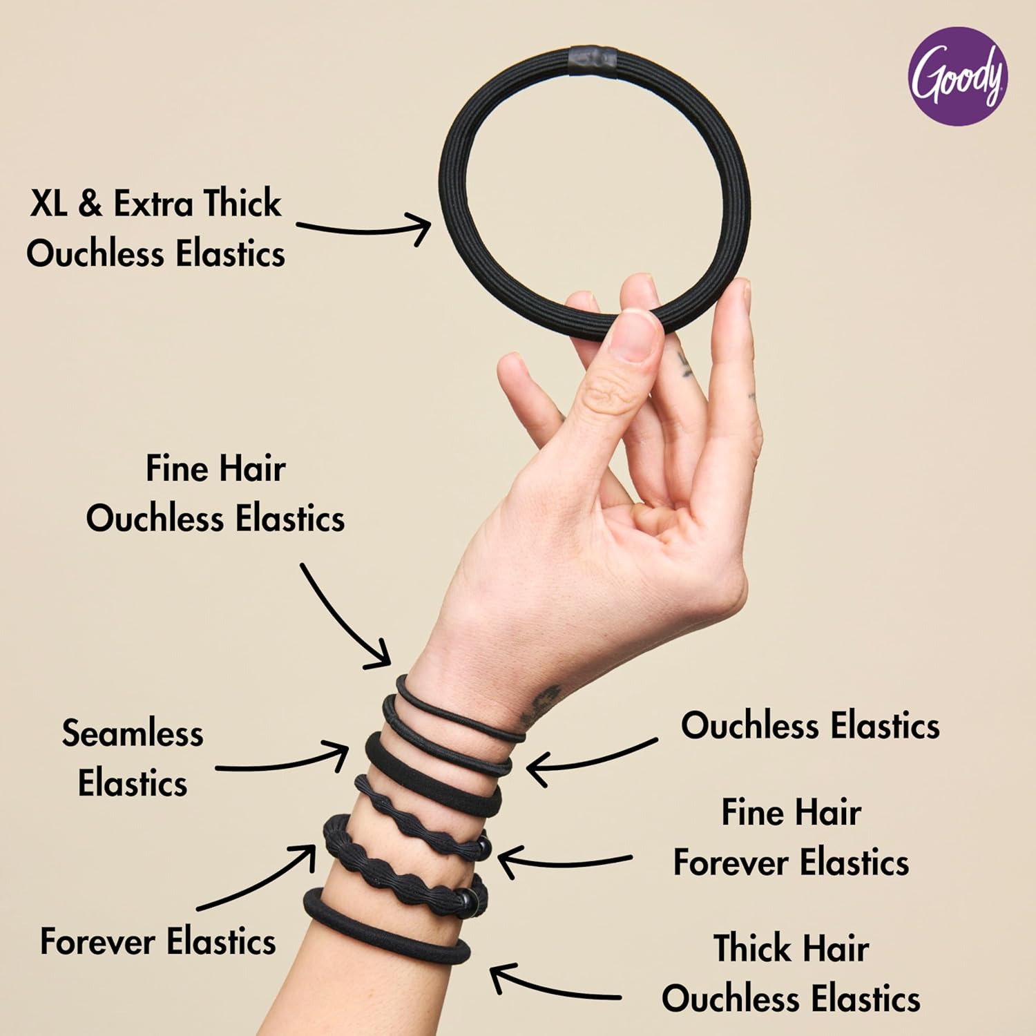 Goody Ouchless Hair Elastics - No Pull, No Breakage, Tangle-Free Hold for Thick, Curly, Coily & Textured Hair - 30 Count, Black, Long-Lasting Ponytail Holders for Women & Men - Image 7