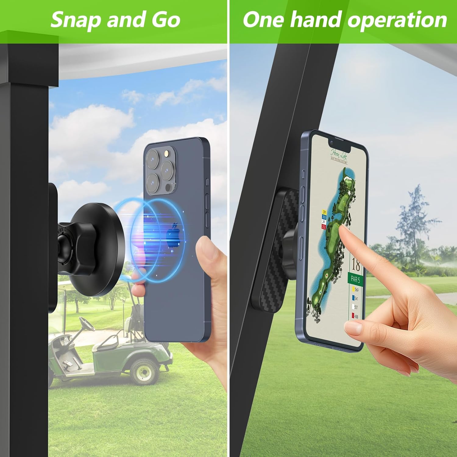 Magnetic Golf Cart Phone Holder Compatible with MagSafe iPhone and Android Fits EZGO, Club Car, Yamaha, Icon, Golf Cart Accessories Valentines Day Gifts for Him Men Women Golfers - Image 4