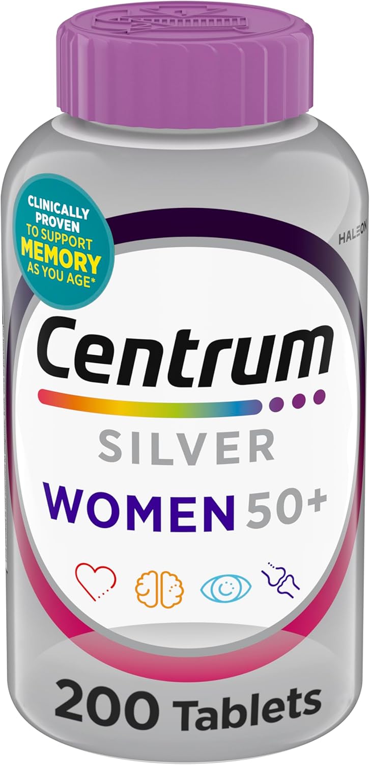 Centrum Silver Women’s Multivitamin for Women 50 Plus, Multivitamin/Multimineral Supplement with Vitamin D3, B Vitamins, Non-GMO Ingredients, Supports Memory and Cognition in Older Adults – 200 Ct Centrum Silver Women’s Multivitamin for Women 50 Plus, Multivitamin/Multimineral Supplement with Vitamin D3, B Vitamins, Non-GMO Ingredients, Supports Memory and Cognition in Older Adults – 200 Ct