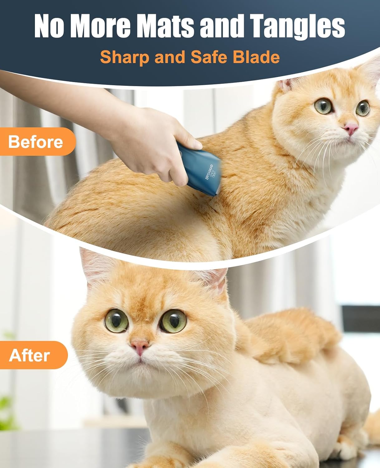 oneisall Pet Clipper for Cat Matted Hair, Pet Shaver for Cats Quiet Pet Clippers Waterproof Cordless Cat Clippers for Matted Long Hair with Storage Bag (Green) - Image 3