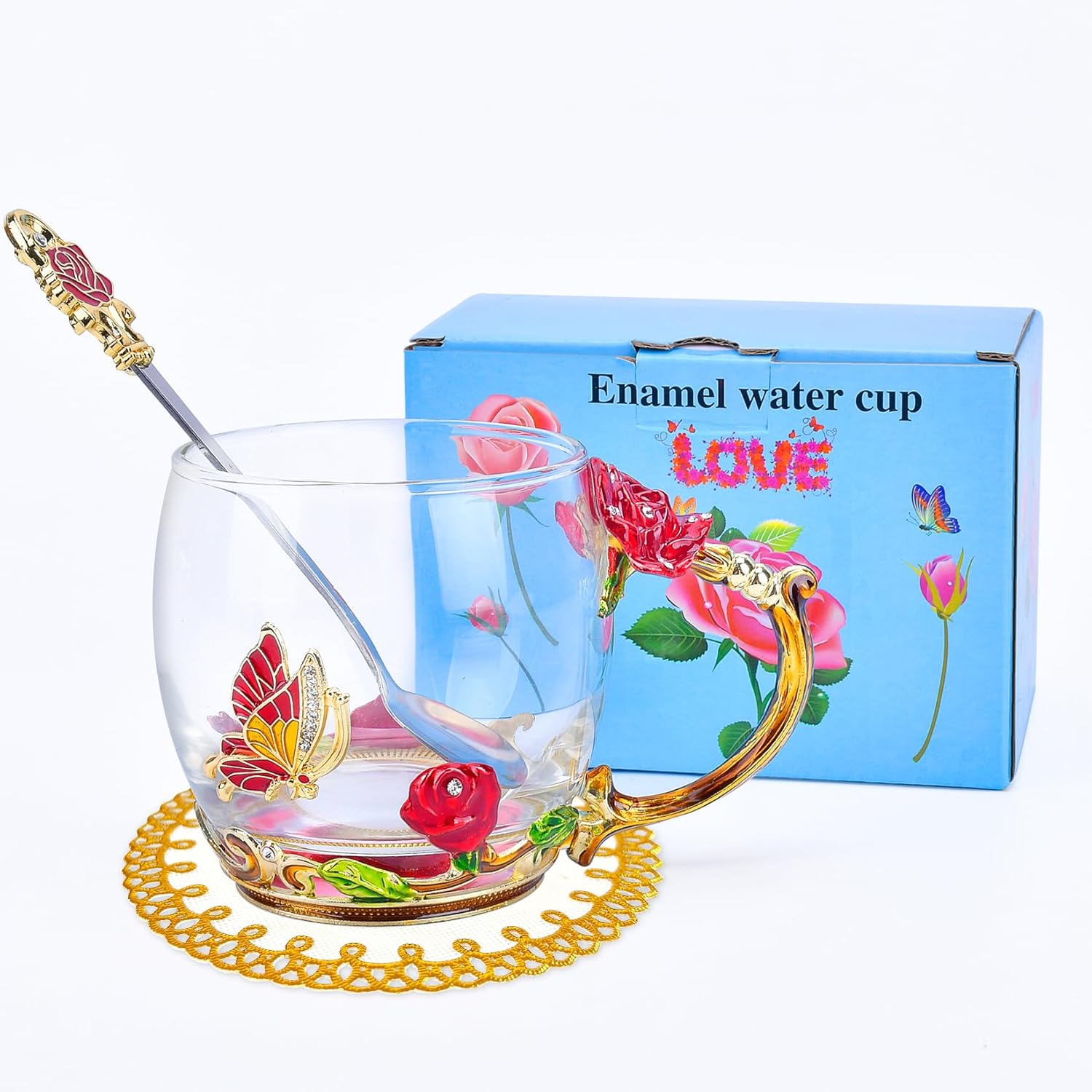 OEAGO Gifts for Mom Women Mothers Day Valentines Day Gifts Glass Coffee Enamels Mug Best Birthday Valentine's for Her Girlfriend Wife from Daughter Son Tea Cup Christmas Stocking Stuffers - Image 7