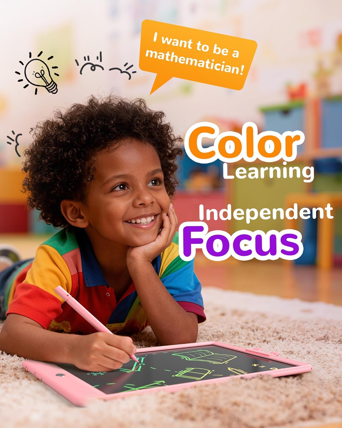 KOKODI LCD Writing Tablet,Gifts for 3 Years Old Boys and Girls,10 Inch Colorful Doodle Board Drawing Tablet, Erasable Reusable Electronic Drawing Pads, Educational and Learning Toy for Kids - Image 4
