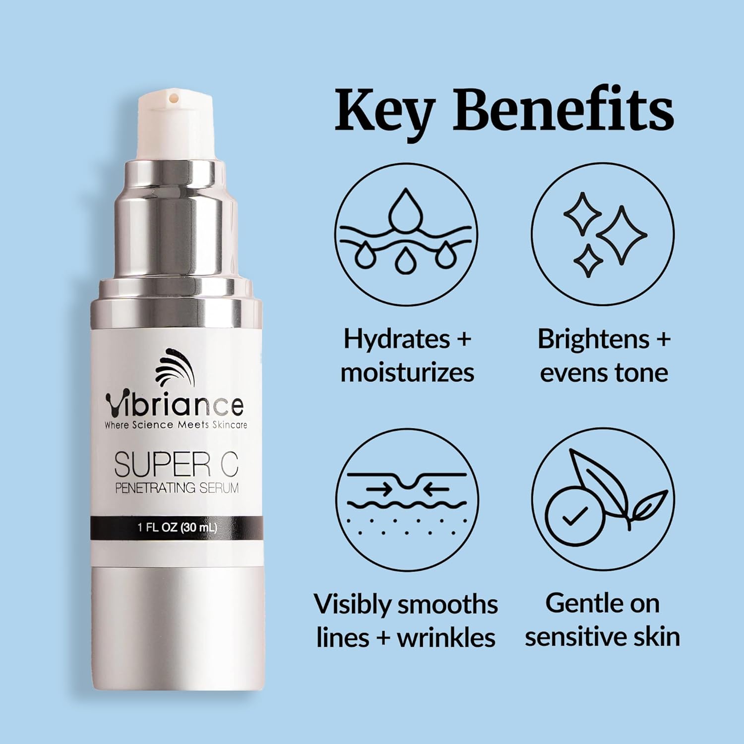 Vibriance Super C Serum for Mature Skin - All-in-One Vitamin Formula Hydrates, Firms, Lifts, Smooths, Targets Age Spots, Wrinkles, 1 fl oz - Image 4