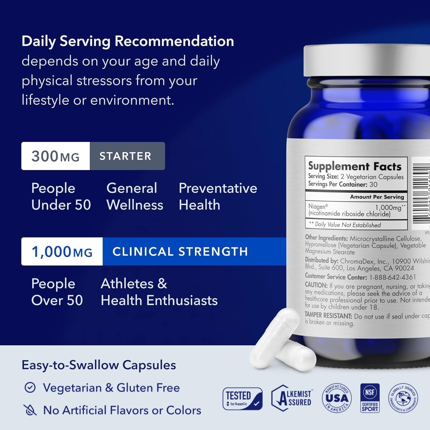 TRU NIAGEN Patented Extra Strength NAD Supplement for Brain Function, Anti Aging, Cell Regeneration | Supports Cellular Energy | Nicotinamide Riboside (NR) | 30-1000mg Servings (2x500mg, Take 2 Daily) TRU NIAGEN Patented Extra Strength NAD Supplement for Brain Function, Anti Aging, Cell Regeneration | Supports Cellular Energy | Nicotinamide Riboside (NR) | 30-1000mg Servings (2x500mg, Take 2 Daily)