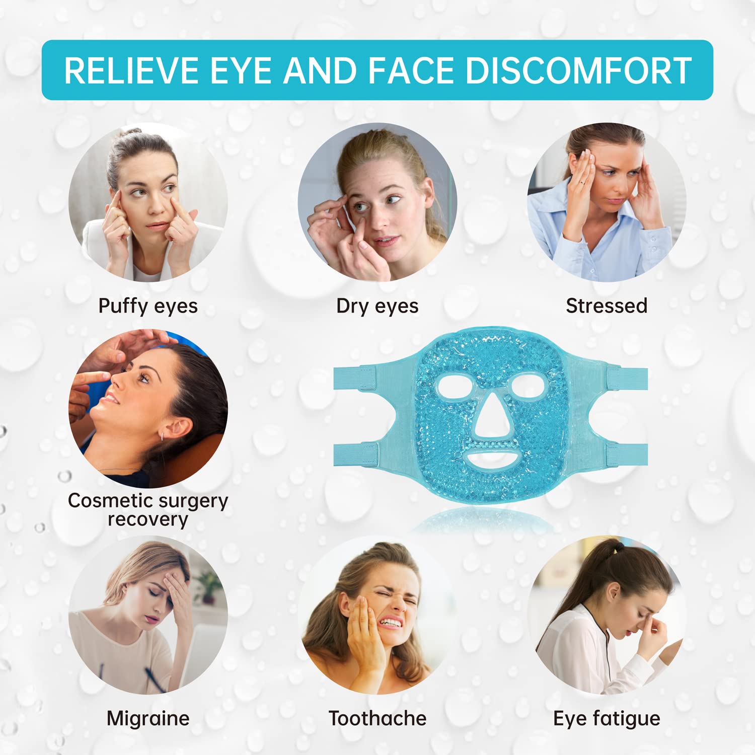 ZNÖCUETÖD Cold Face Eye Mask Ice Pack Reduce Facial Puff, Dark Circles, Gel Hot Heat Cold Compress Pack, Face SPA Gift for Woman Sleeping, Pressure, Headaches, Skin Care, Post Laser Cosmetic Care - Image 3